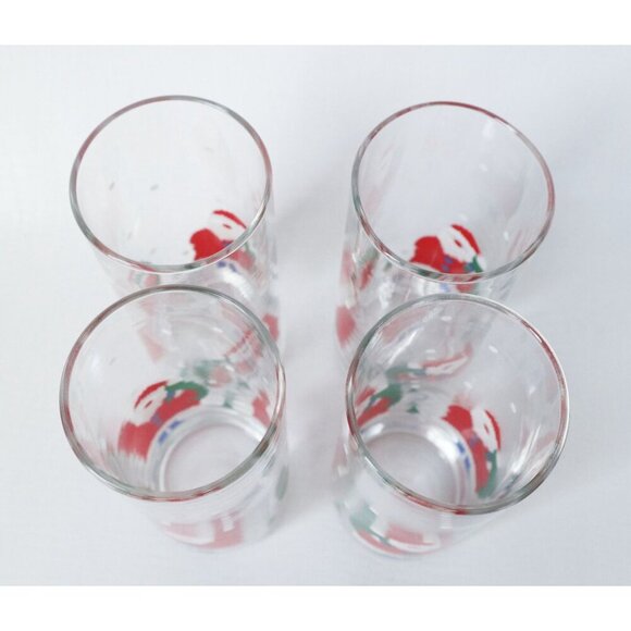 4 Vintage Christmas Santa Claus Drinking Glasses Tumblers - Picture 5 of 5
